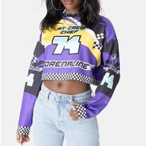✨ADIKA Crop Top Adrenaline Graphic Pit Crew NASCAR